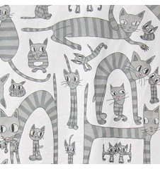 Fabric 145cm Cats Small Grey