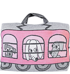 Taie d'oreiller/sac Train Chien Chat Rose