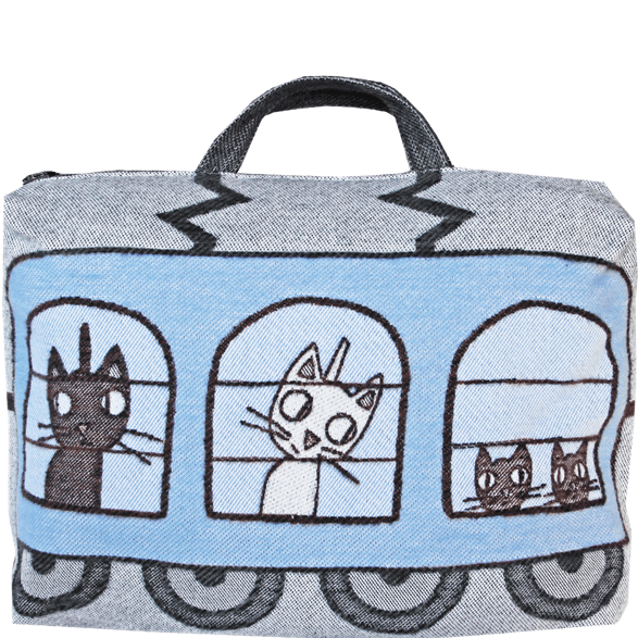 Train cushion/bag Dog Cat Blue