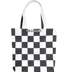 Tote L Checkered Black and White
